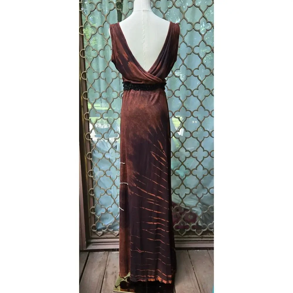 NEW Rising International Handmade Tie Dye Embroidered Maxi Dress L Boho Nepal - Picture 7 of 12